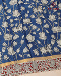 Chennur Silk Kalamkari Saree with Nizam Border -  Blue