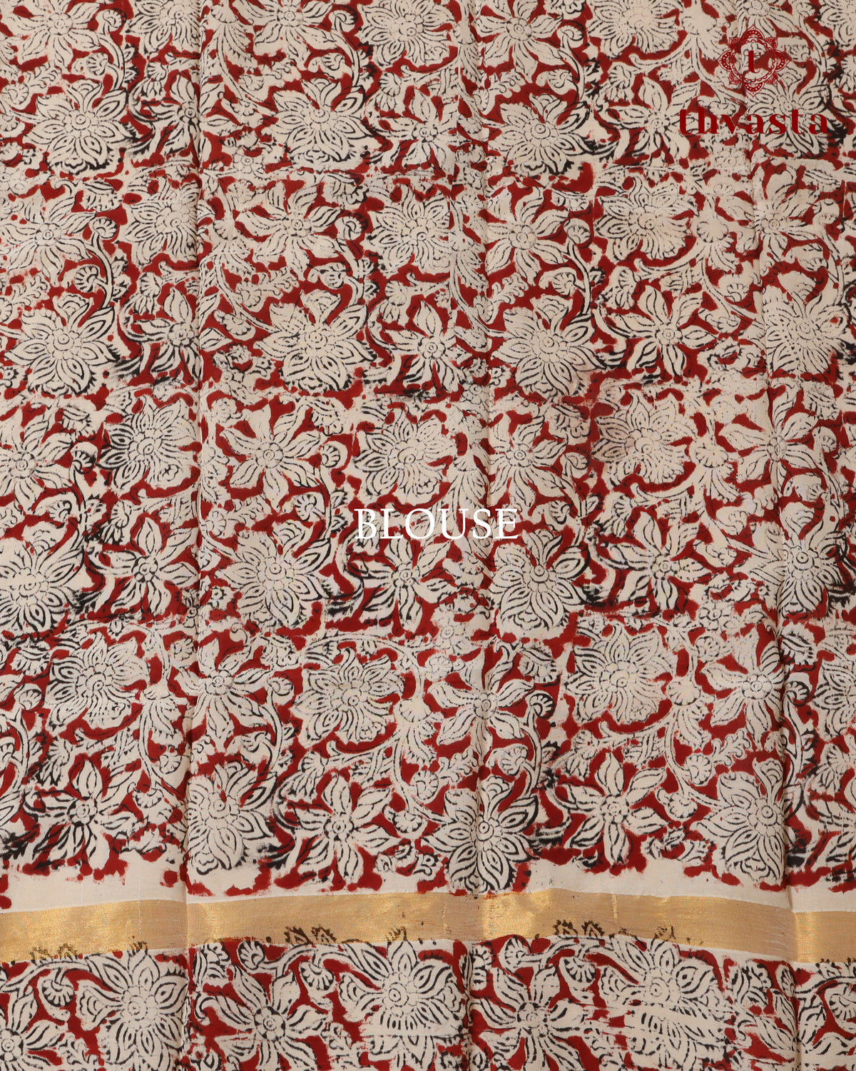 Chennur Silk Kalamkari Saree with Nizam Border -  Blue