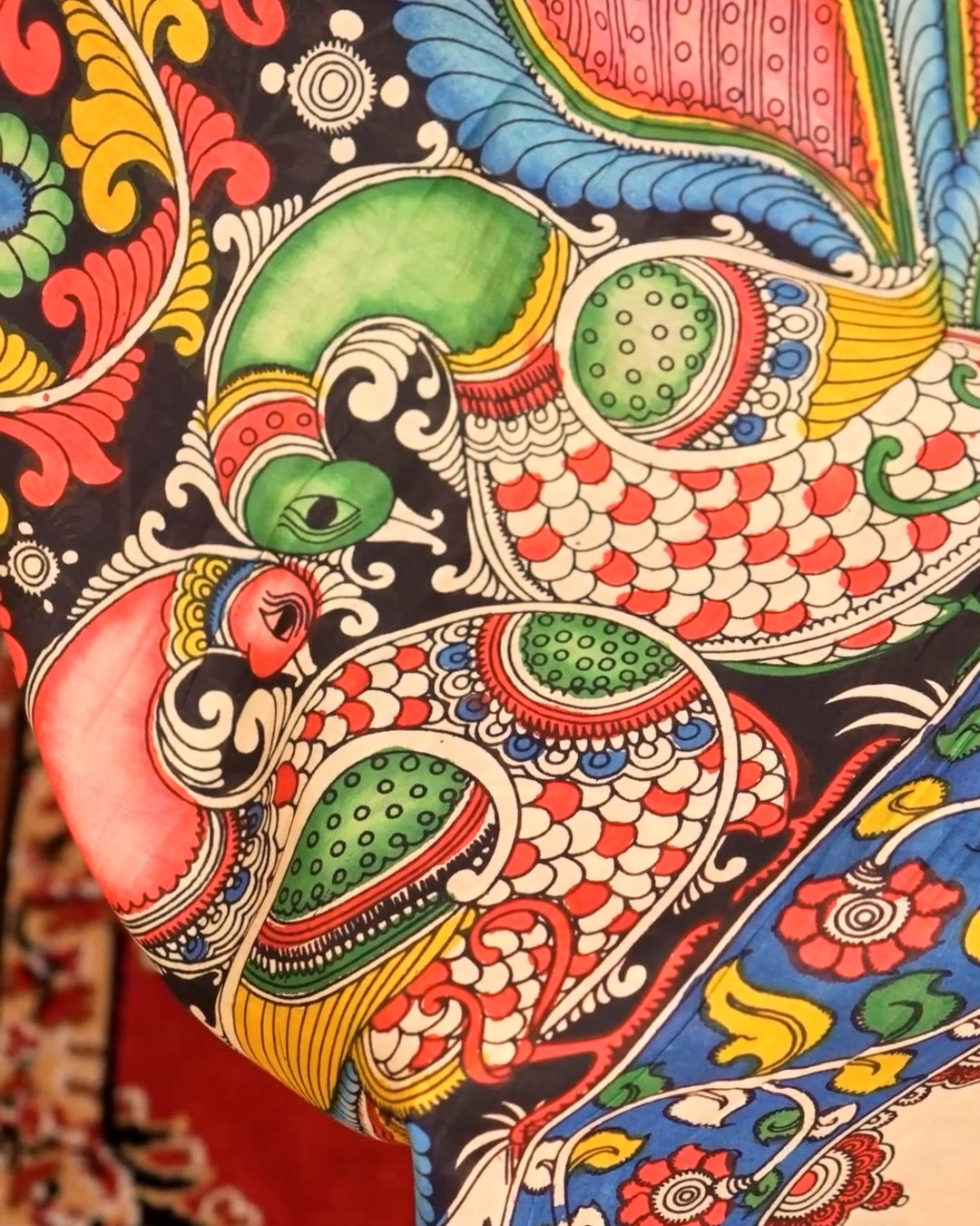 Pen Kalamkari Bangalore Silk – Olive