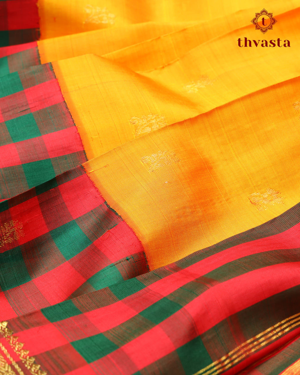Pure Thirubuvanam Pattu - Yellow and Red checks