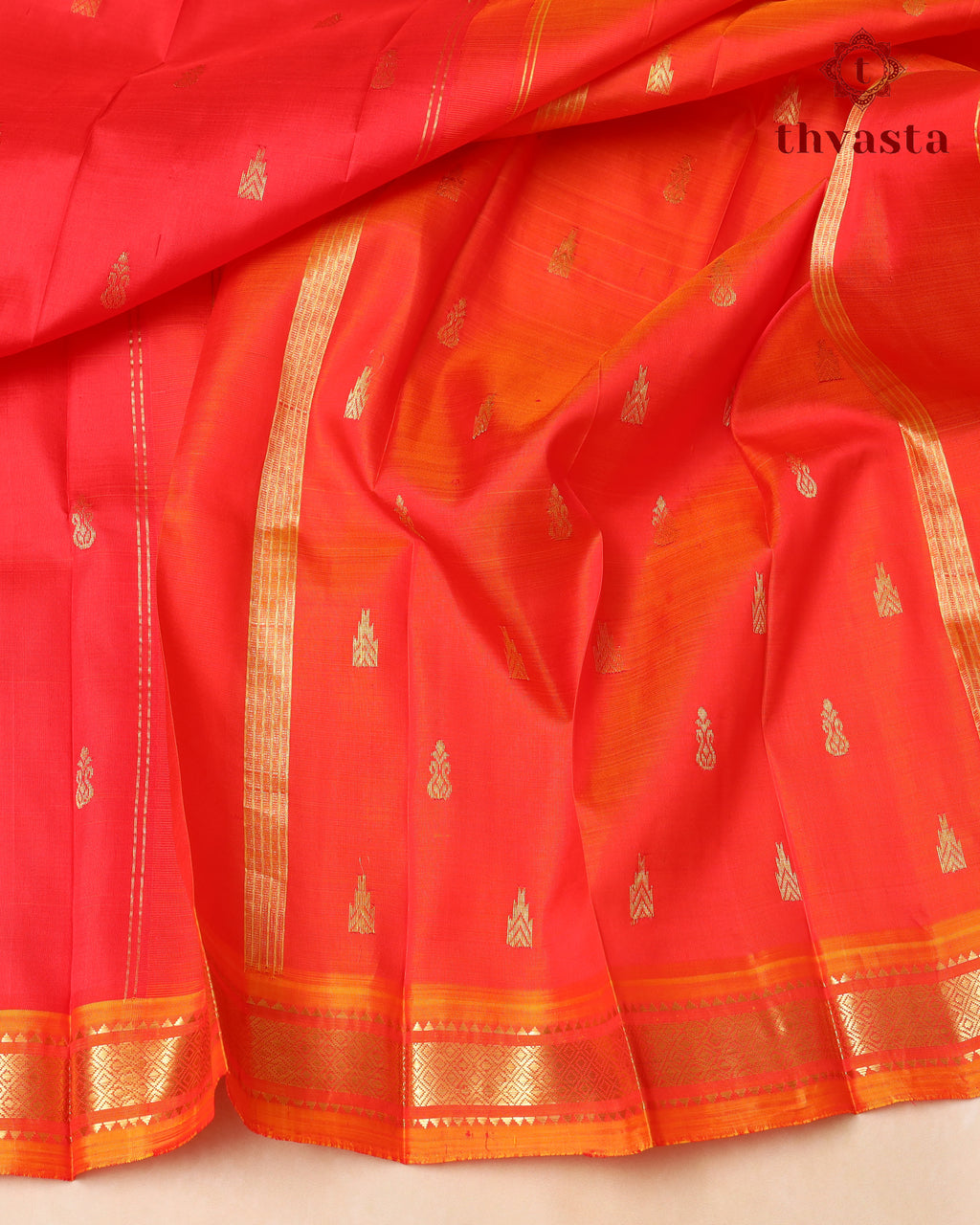 Pure Thirubuvanam Pattu - Red and Mustard