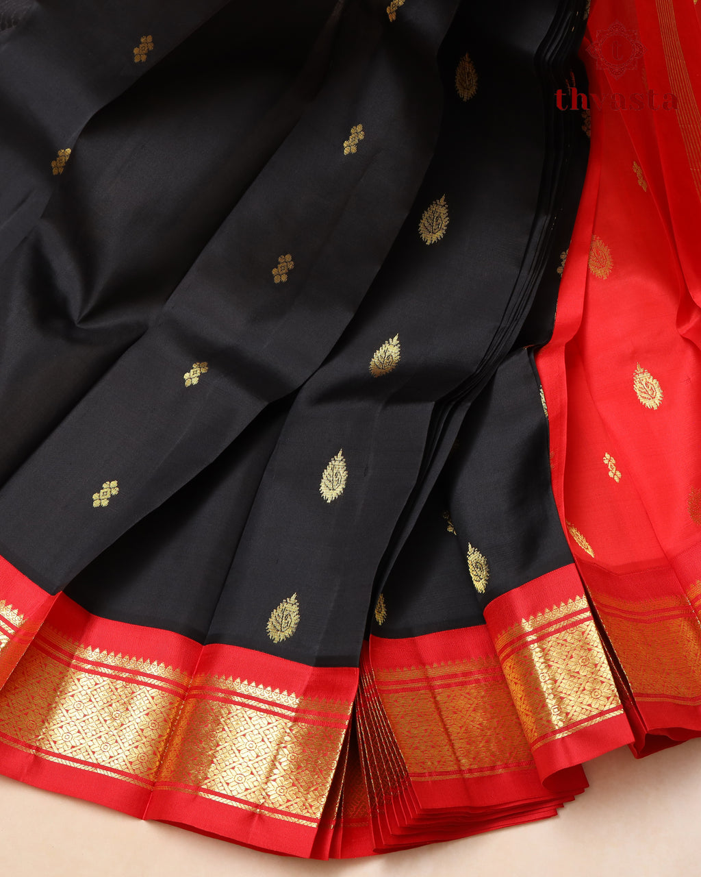 Pure Thirubuvanam Pattu - Black and Red