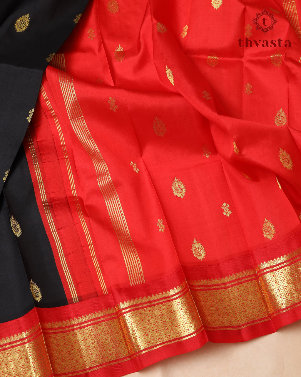 Pure Thirubuvanam Pattu - Black and Red
