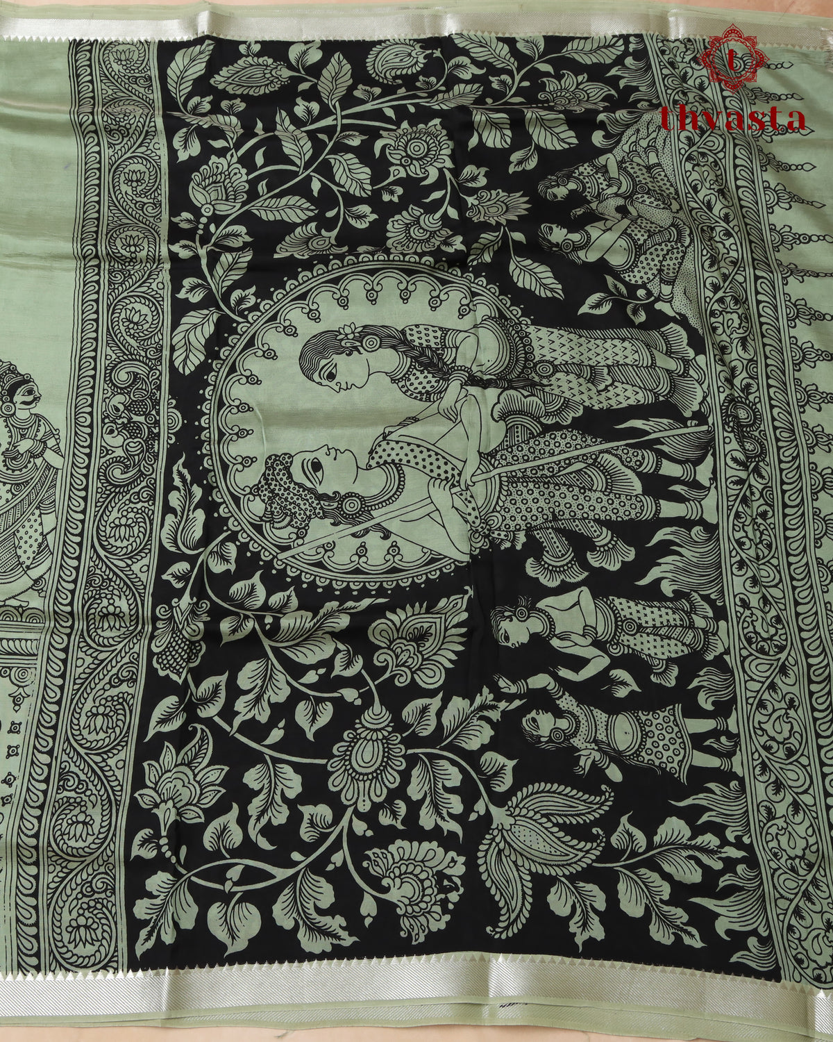 Mangalagiri Silk Kalamkari - Green