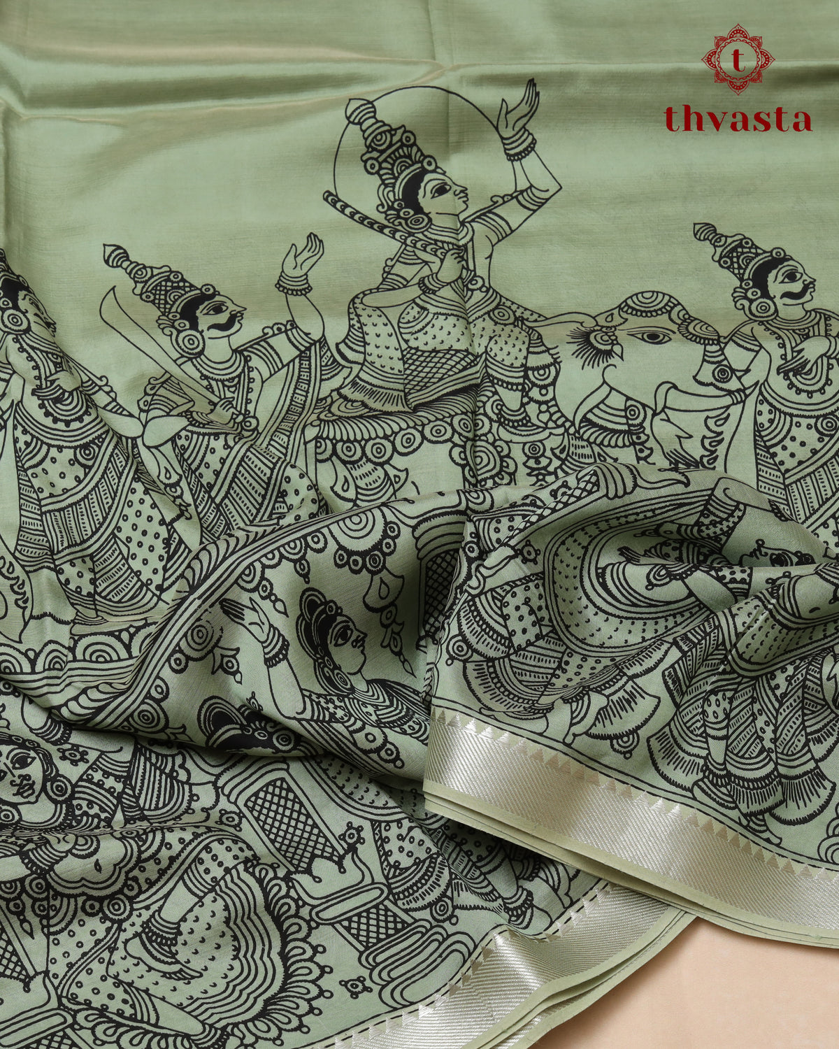 Mangalagiri Silk Kalamkari - Green