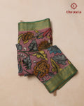 Pen Kalamkari Bangalore Silk – Pink and Green