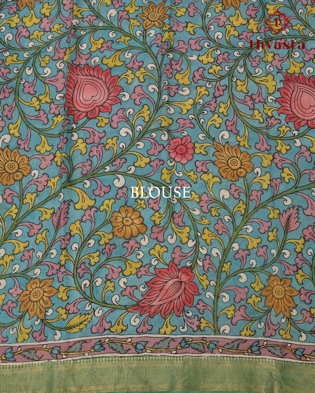 Pen Kalamkari Bangalore Silk – Pink and Green