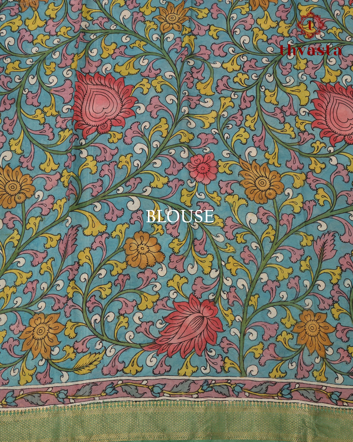 Pen Kalamkari Bangalore Silk – Pink and Green