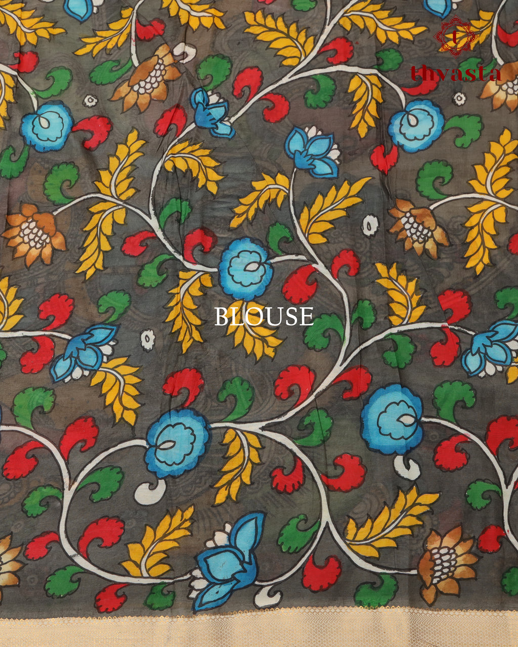 Pen Kalamkari Bangalore Silk – Bright Orange Yellow and White Border