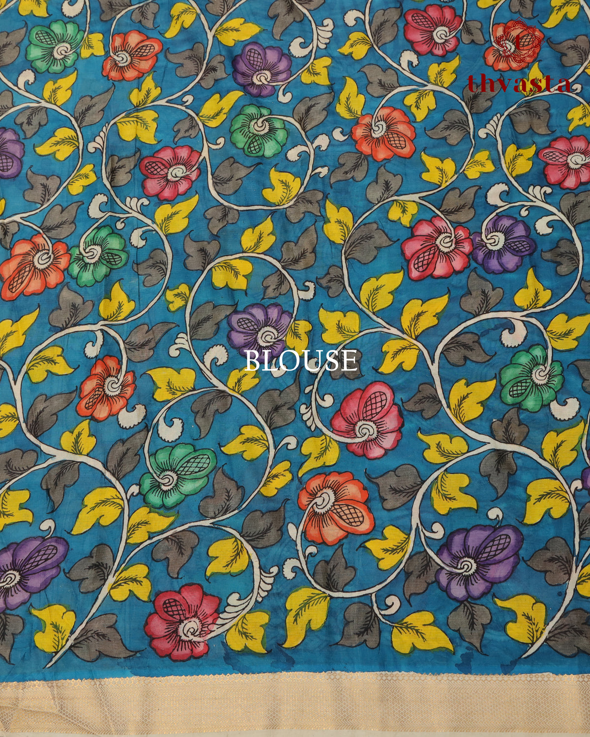 Pen Kalamkari Bangalore Silk – Red and White Border