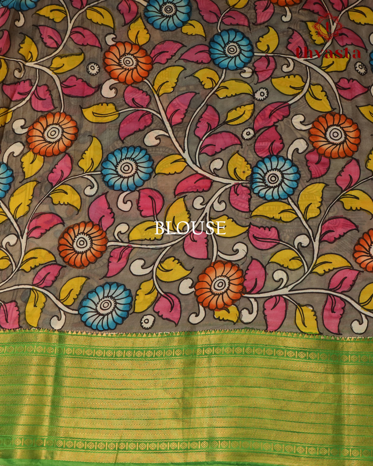 Pen Kalamkari Bangalore Silk – Pink and Green Border