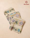 Pen Kalamkari Tussar Silk – Beige and Pink