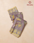 Pen Kalamkari Tussar Silk – Mauve Pinkish Lavender
