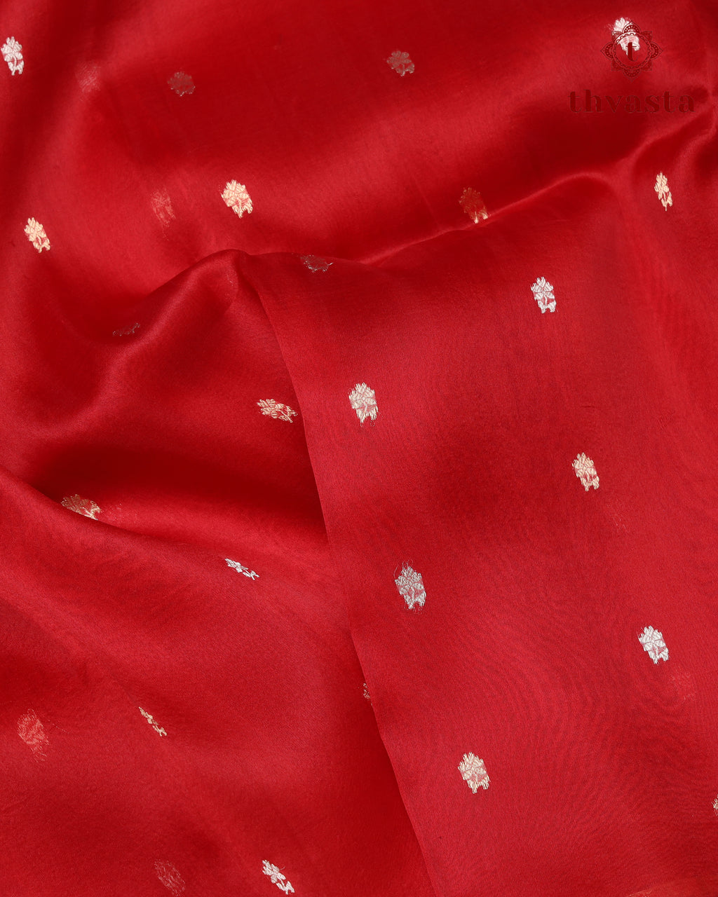 Pure Kora Organza Silk – Red and Dark Green