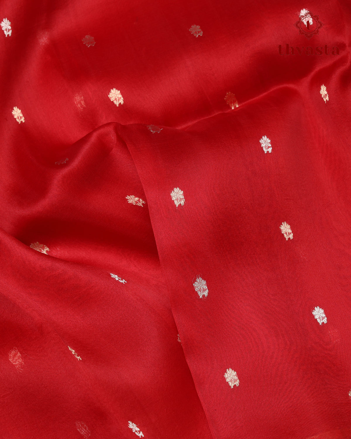 Pure Kora Organza Silk – Red and Dark Green
