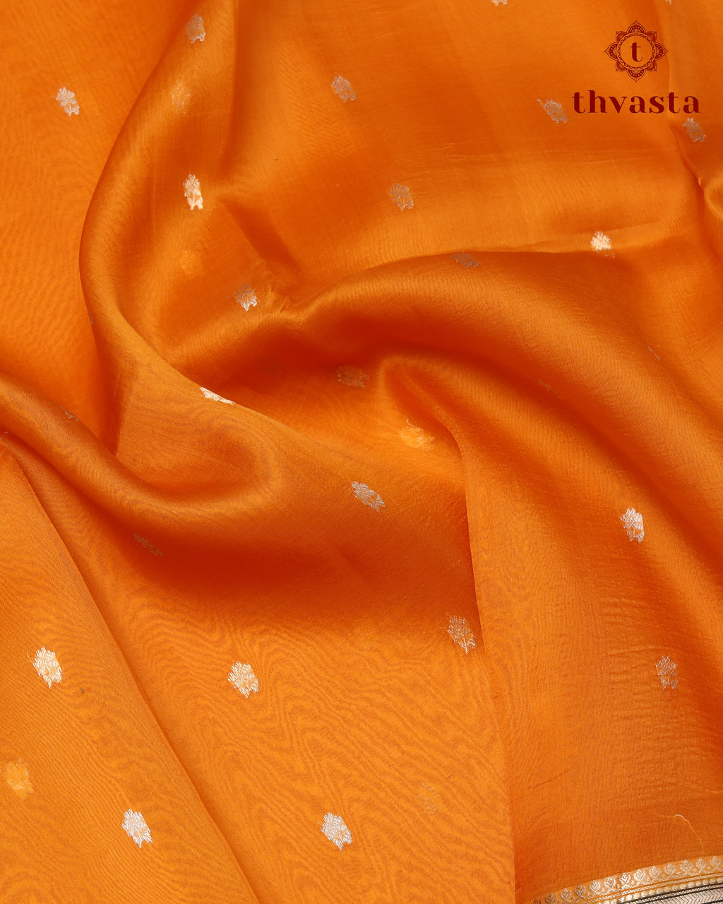 Pure Kora Organza Silk – Mustard and Dark Green
