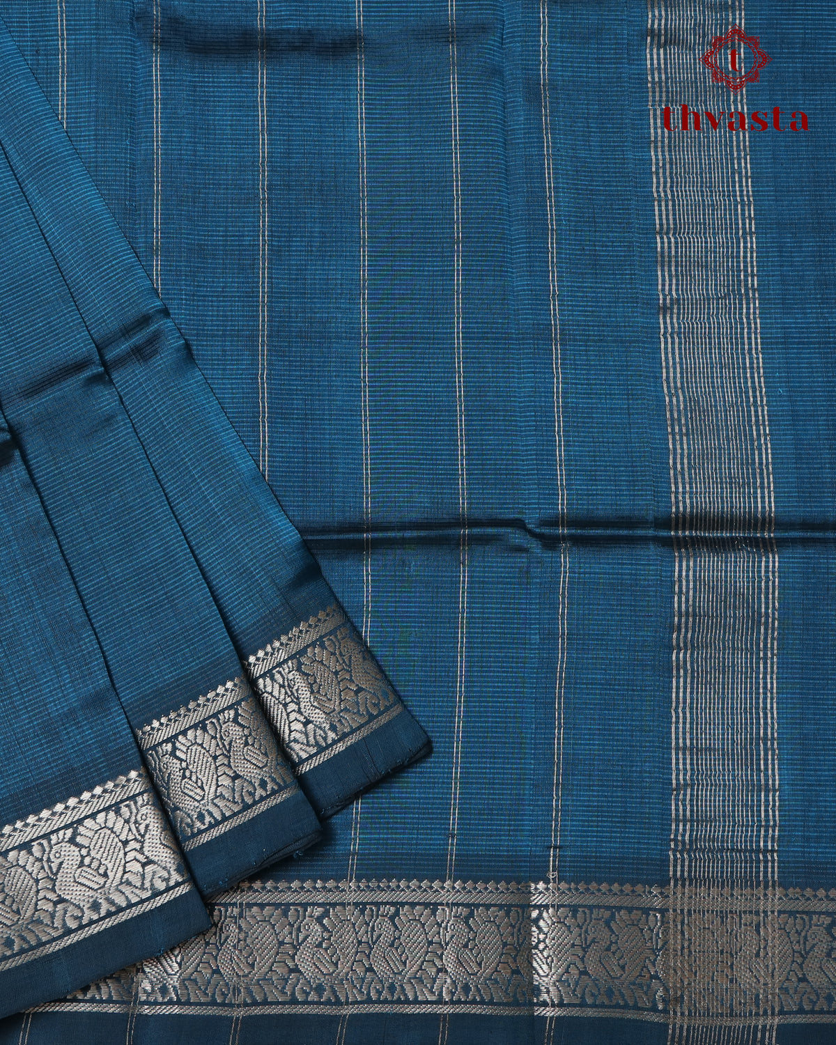 Mangalagiri Silk Cotton – Mayura Silver Edit – Teal