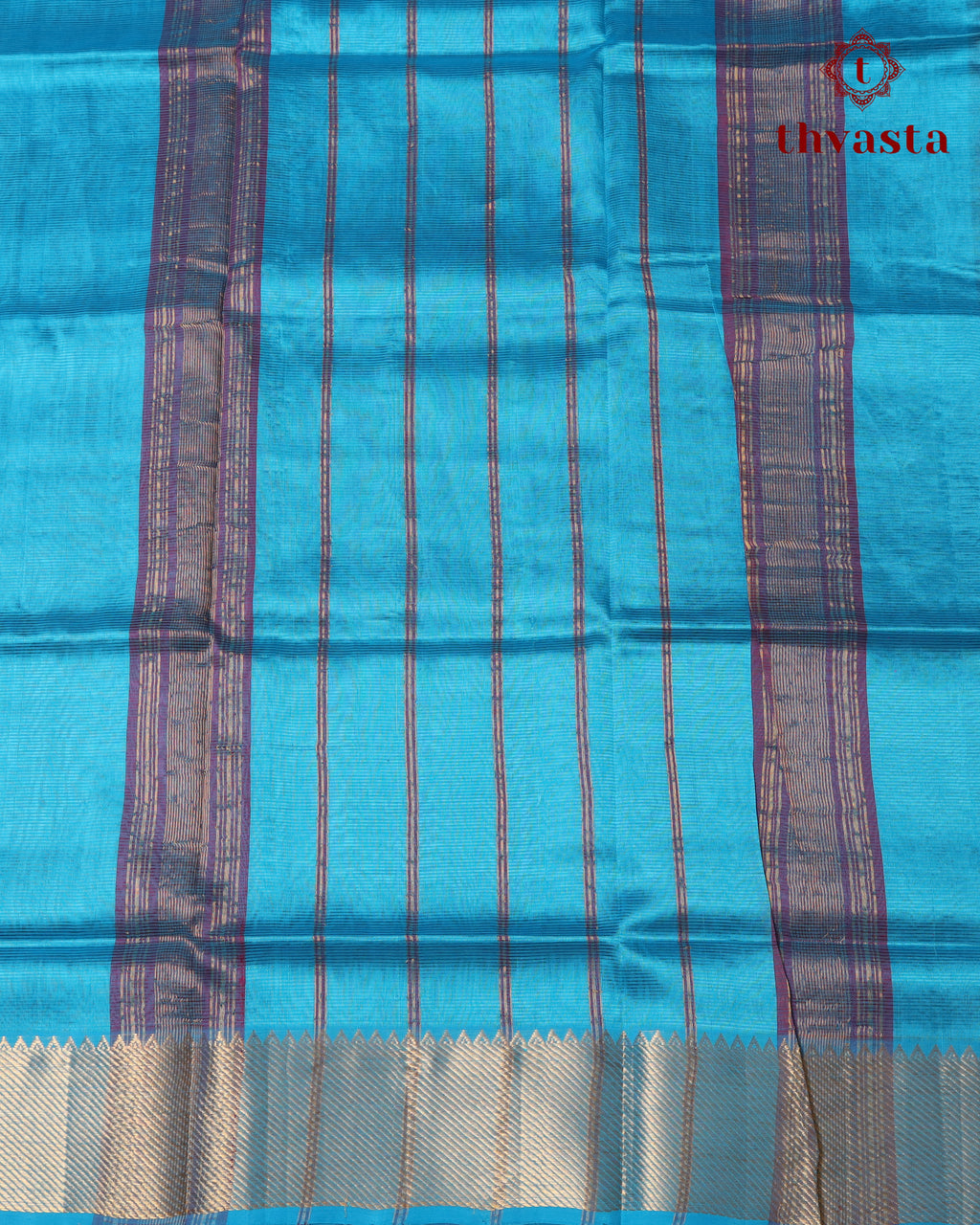 Mangalagiri Silk Cotton – Striped – Berry and Blue