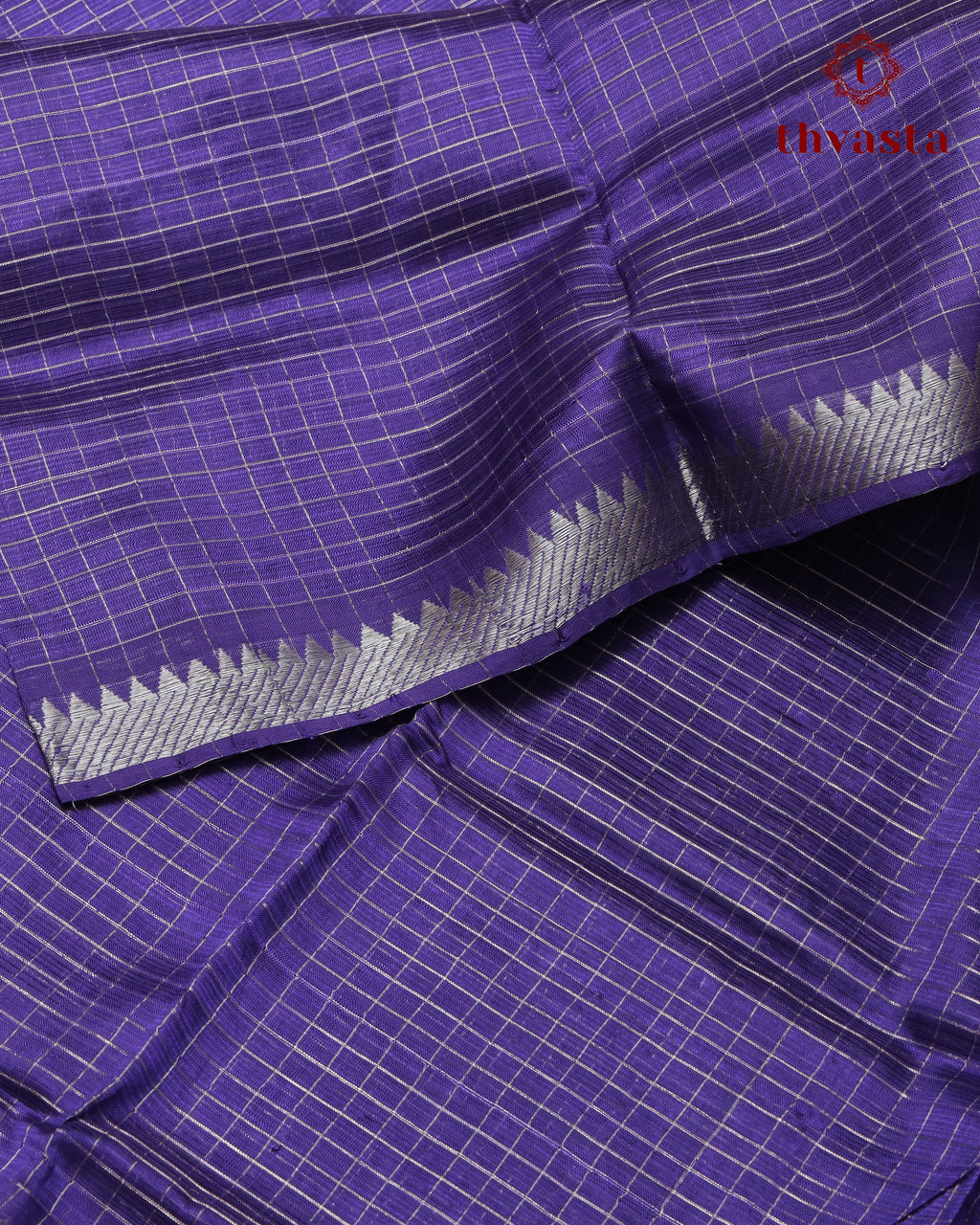 Mangalagiri Silk Cotton – Silver Checks – Violet