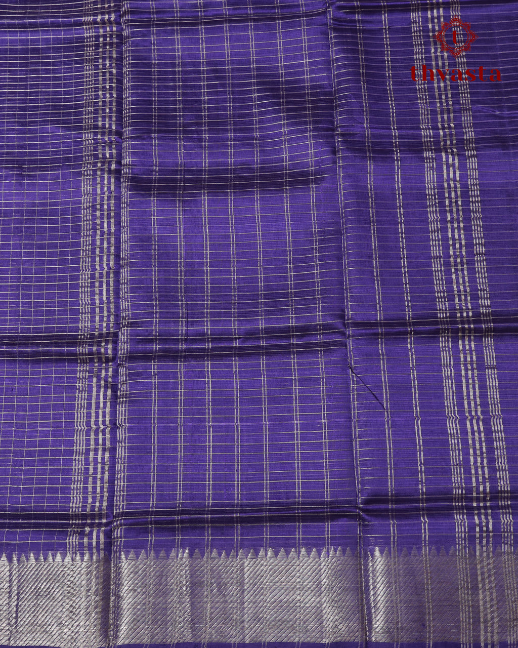 Mangalagiri Silk Cotton – Silver Checks – Violet