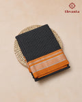 Handloom Pure Cotton Ilkal  - Black and Orange
