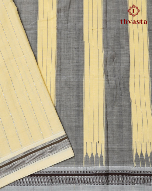 Handloom Pure Cotton Ilkal  - Pastel Yellow