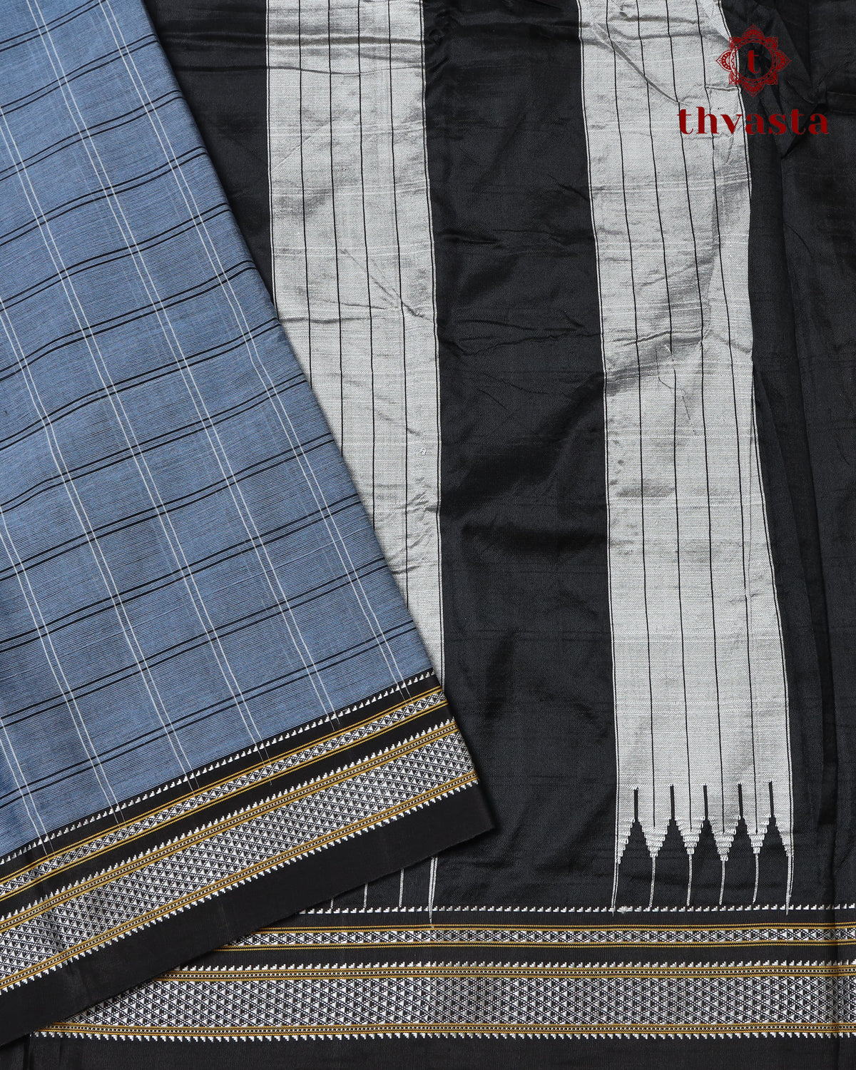 Handloom Pure Cotton Ilkal  - Grey Blue