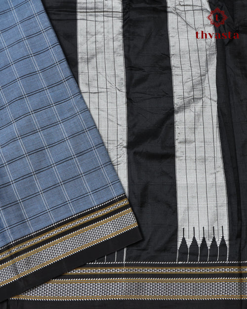 Handloom Pure Cotton Ilkal  - Grey Blue
