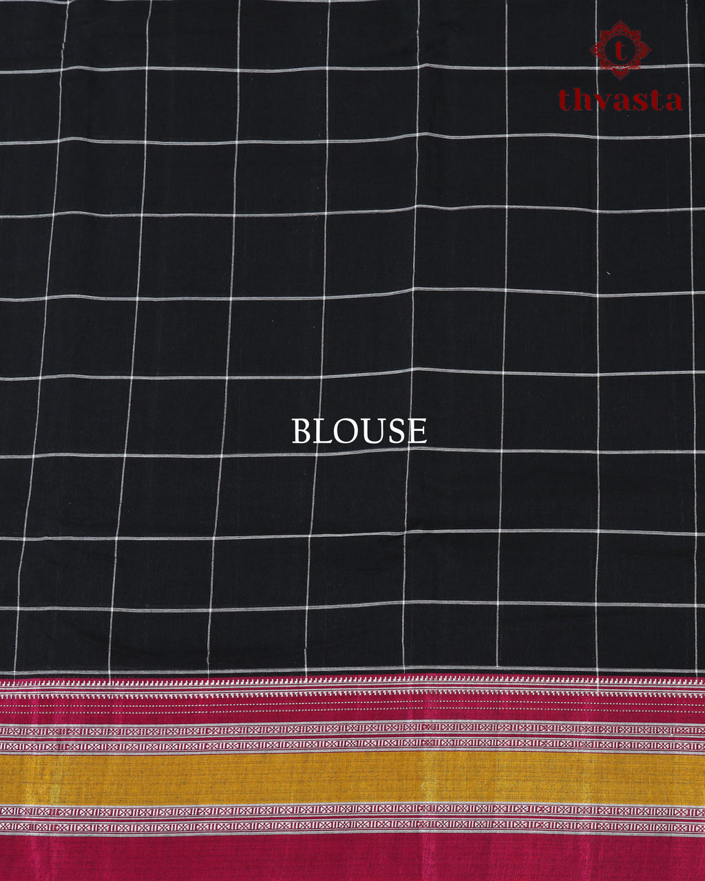 Handloom Pure Cotton Ilkal  - Black Checks and Pink