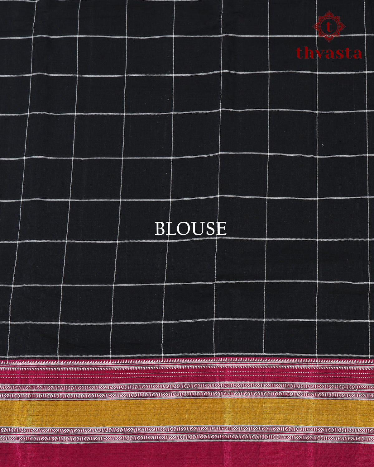 Handloom Pure Cotton Ilkal  - Black Checks and Pink