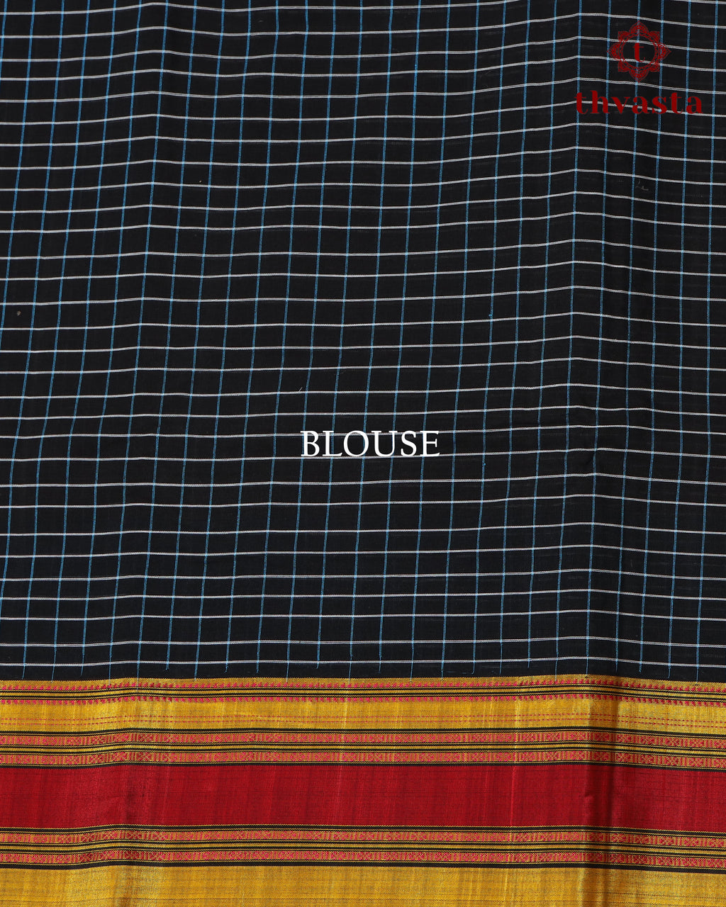 Handloom Pure Cotton Ilkal  - Black checks and Yellow