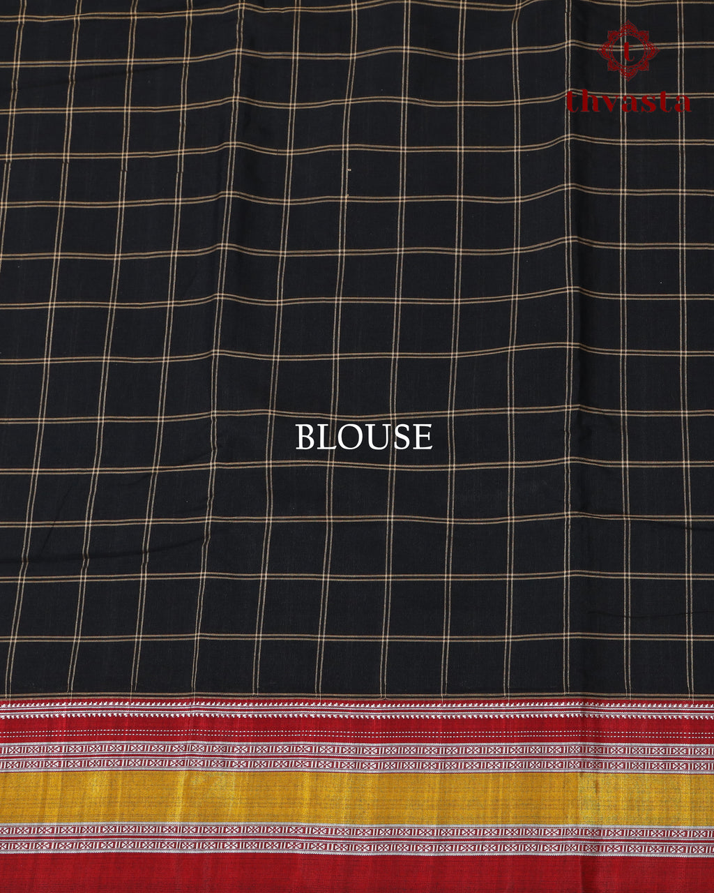 Handloom Pure Cotton Ilkal  - Black checks and Red