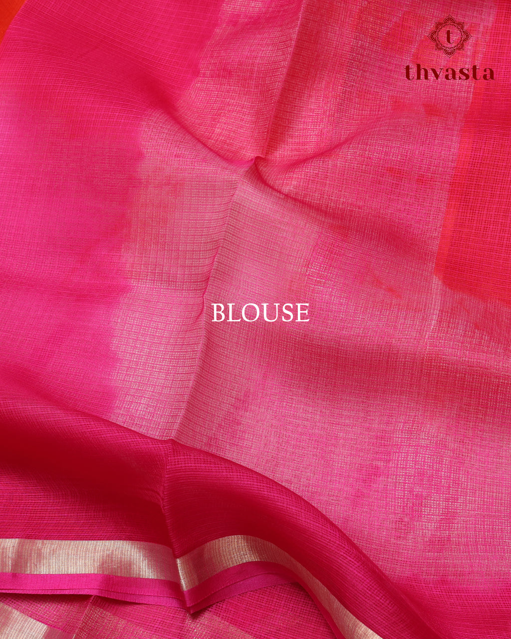 Pure Kota Silk - Orange and Pink