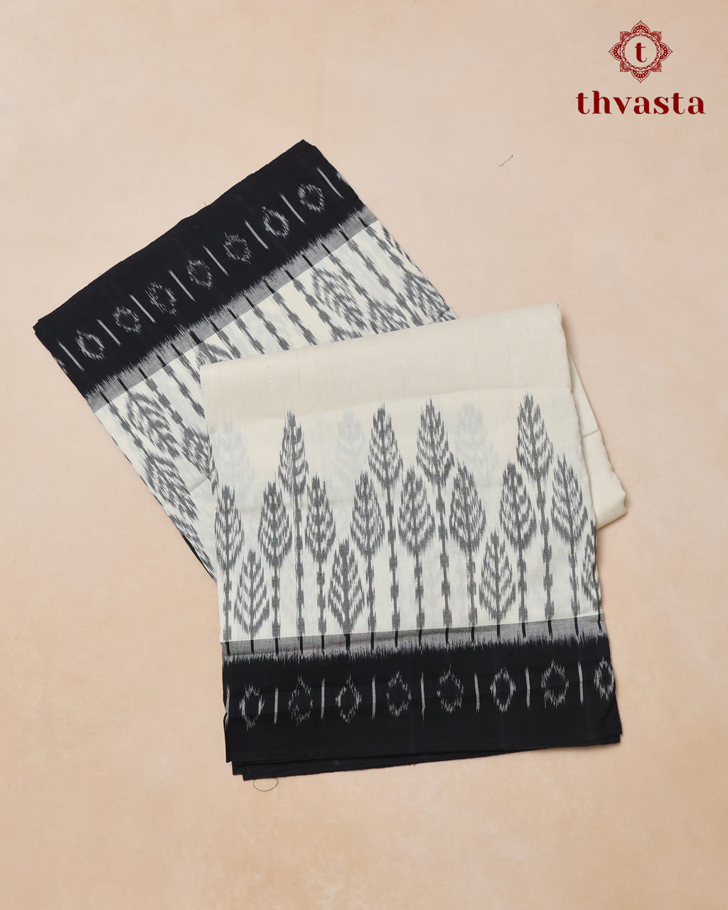 Pure handloom Ikkat cotton - White and Black