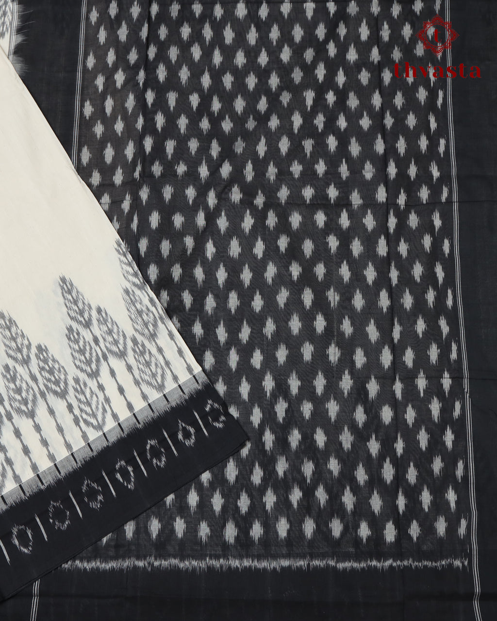 Pure handloom Ikkat cotton - White and Black