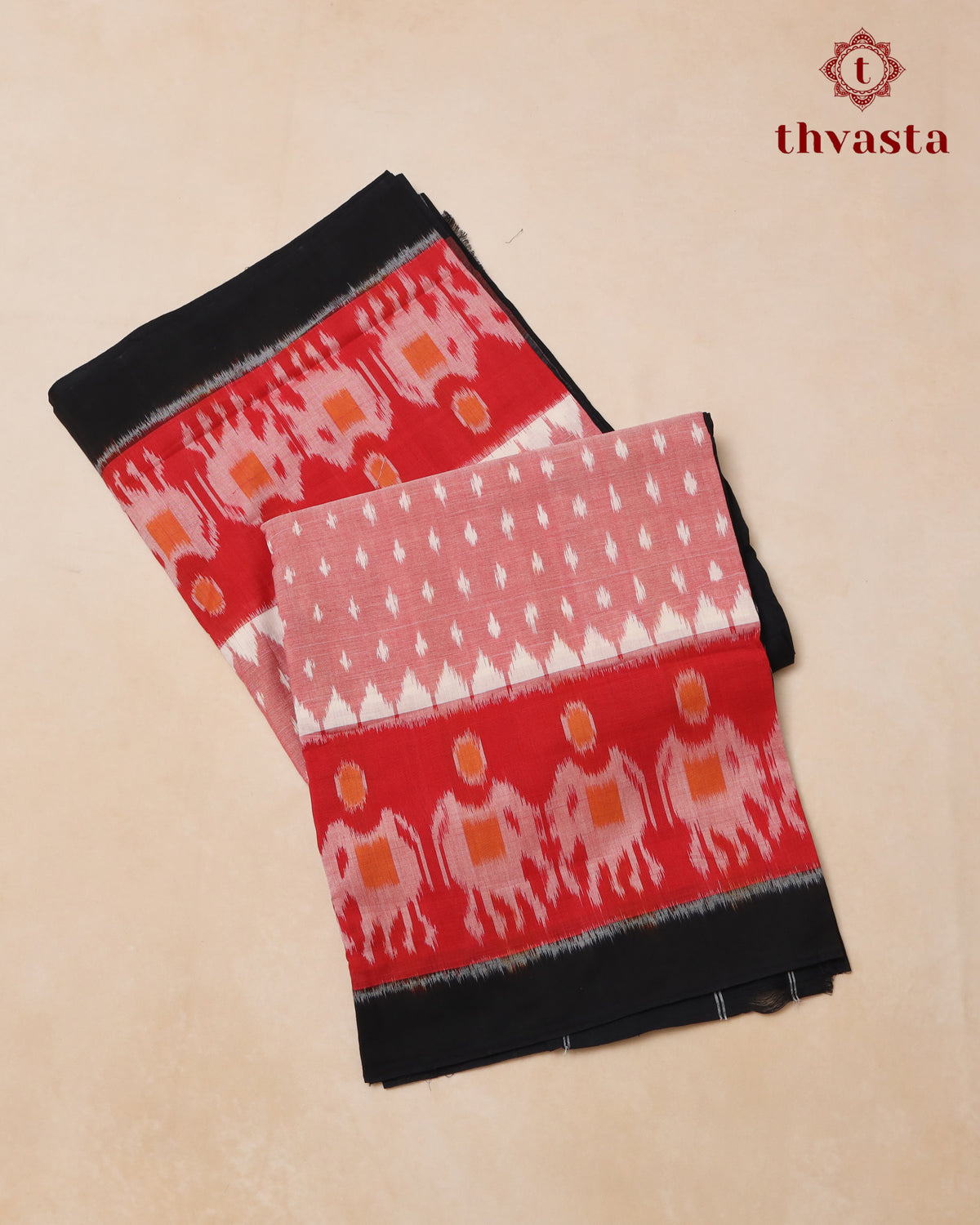 Pure handloom Ikkat cotton - Pink and Red