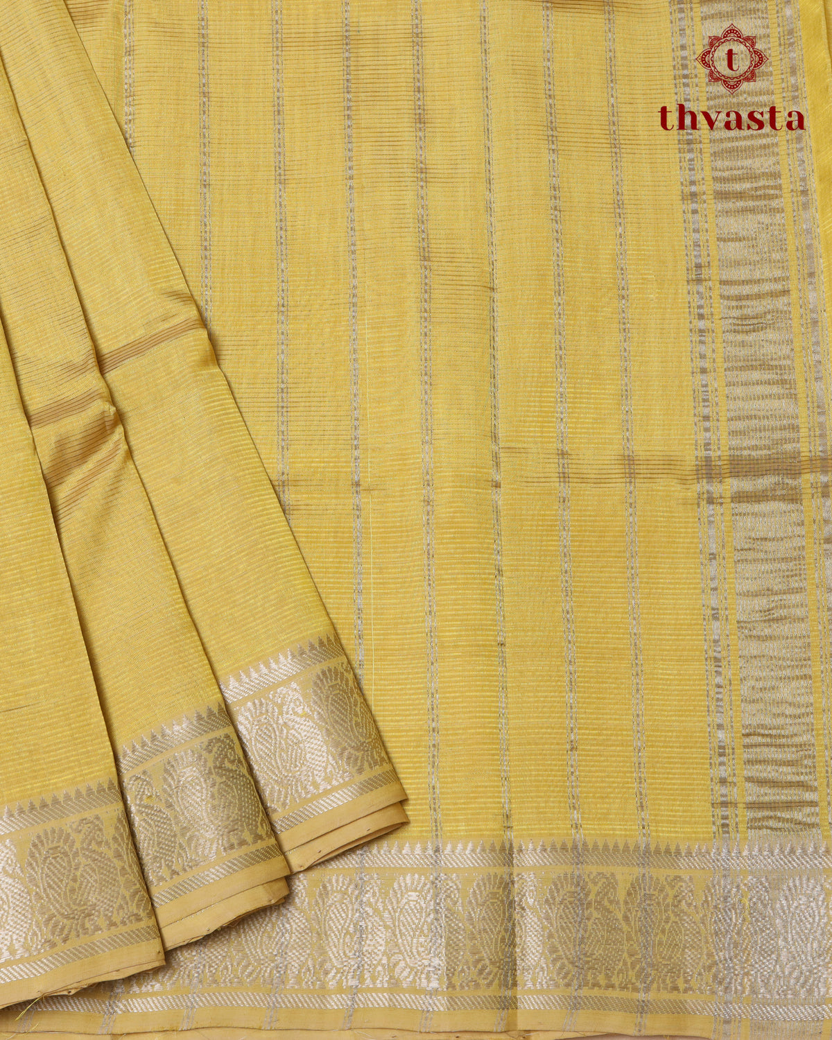Mangalagiri Silk Cotton – Mayura Silver Edit – Pastel Yellow