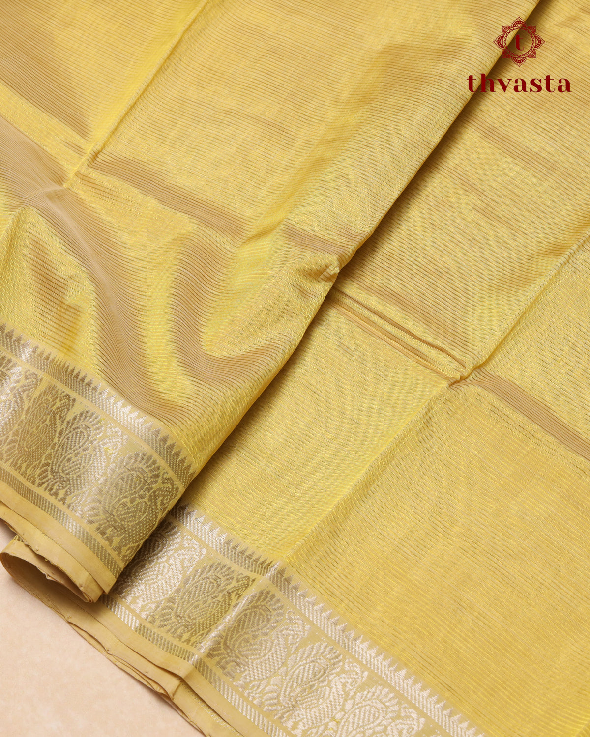 Mangalagiri Silk Cotton – Mayura Silver Edit – Pastel Yellow