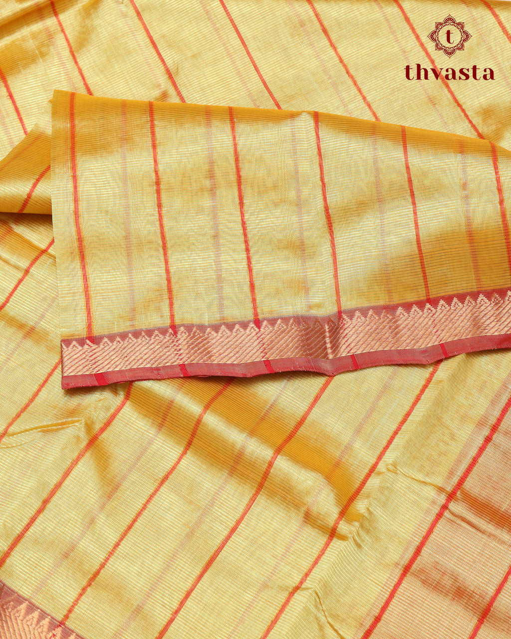 Mangalagiri Silk Cotton – Striped – Yellow and Dull Red