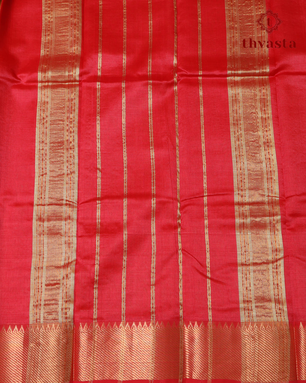 Mangalagiri Silk Cotton – Striped – Yellow and Dull Red