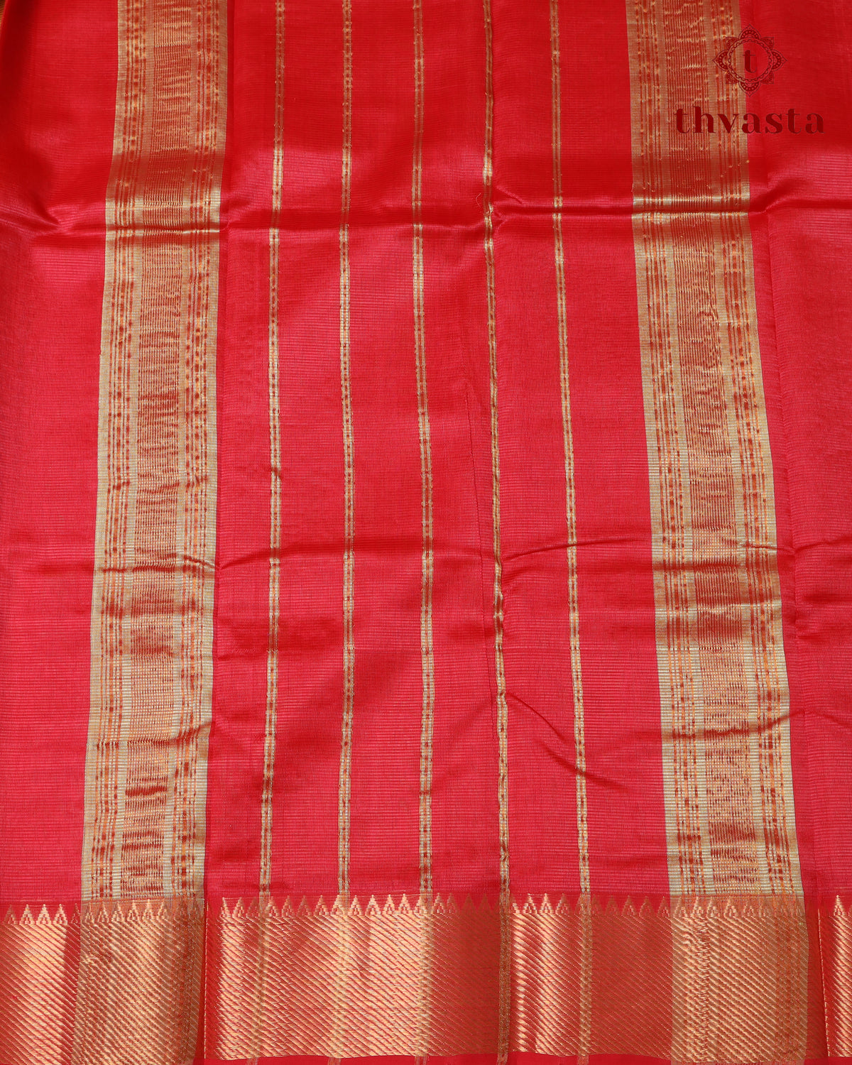 Mangalagiri Silk Cotton – Striped – Yellow and Dull Red