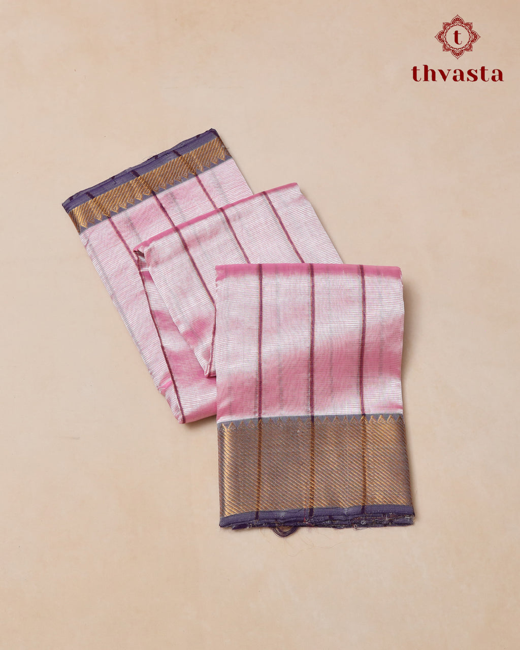 Mangalagiri Silk Cotton – Striped – Pink and Purple