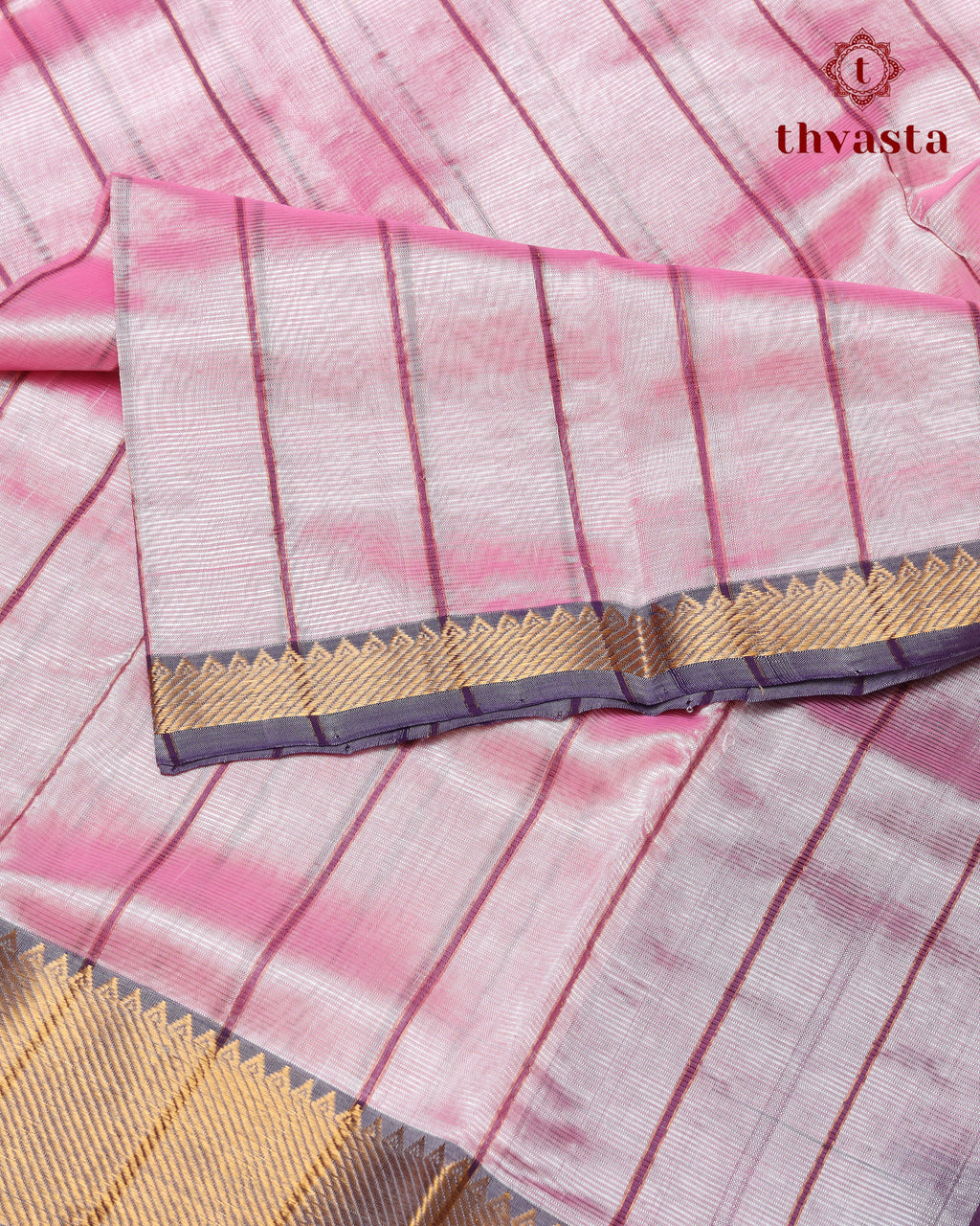Mangalagiri Silk Cotton – Striped – Pink and Purple