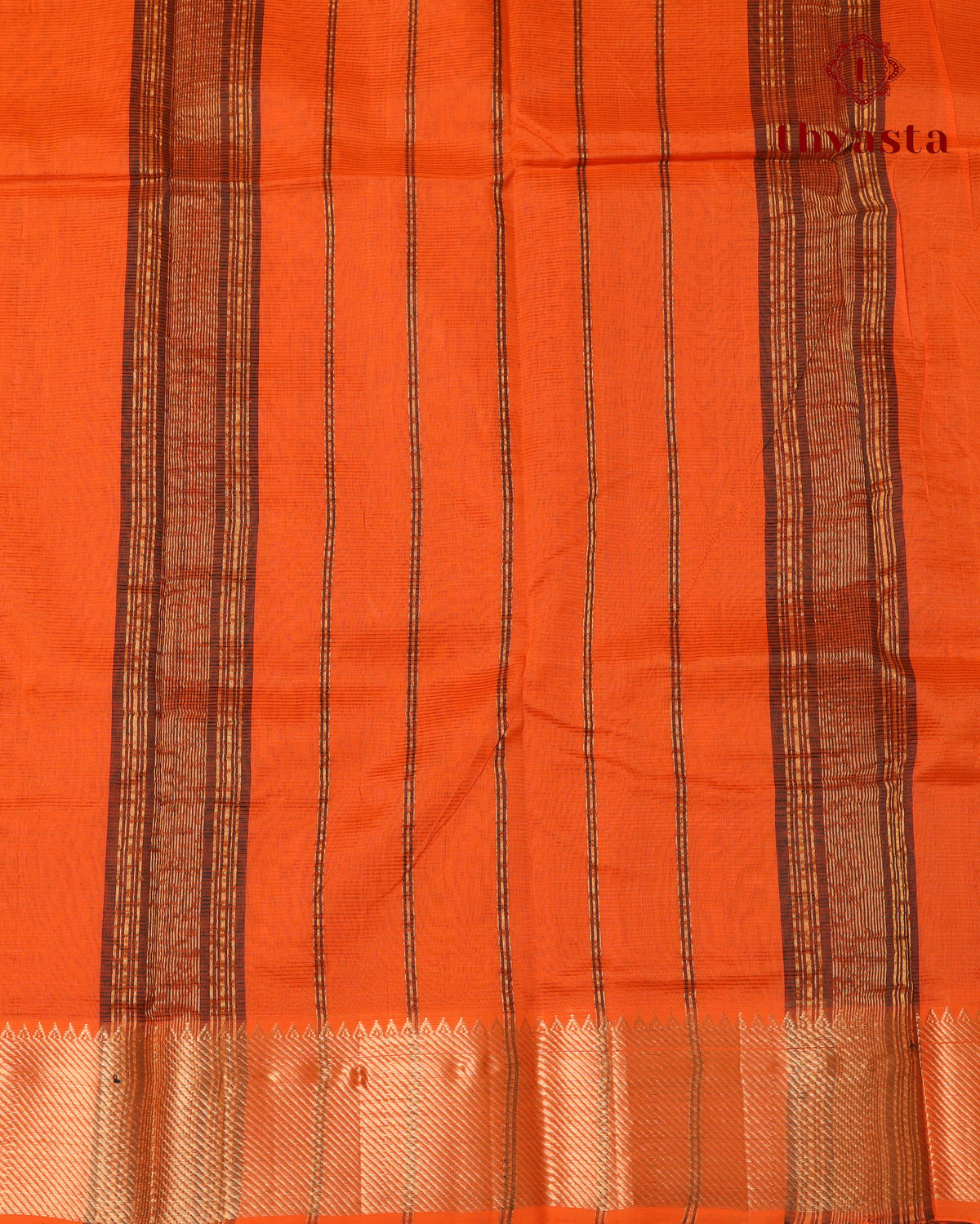 Mangalagiri Silk Cotton – Striped – Black and Orange