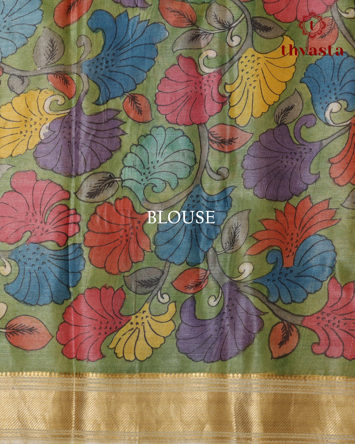 Pen Kalamkari Tussar Silk – Peach and Beige