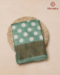 Pure Tussar - Green with Polka dots