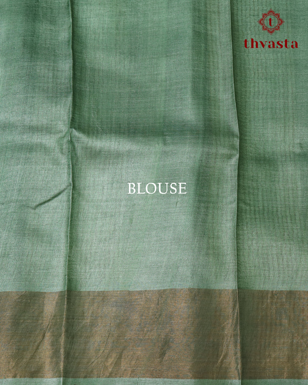 Pure Tussar - Green with Polka dots