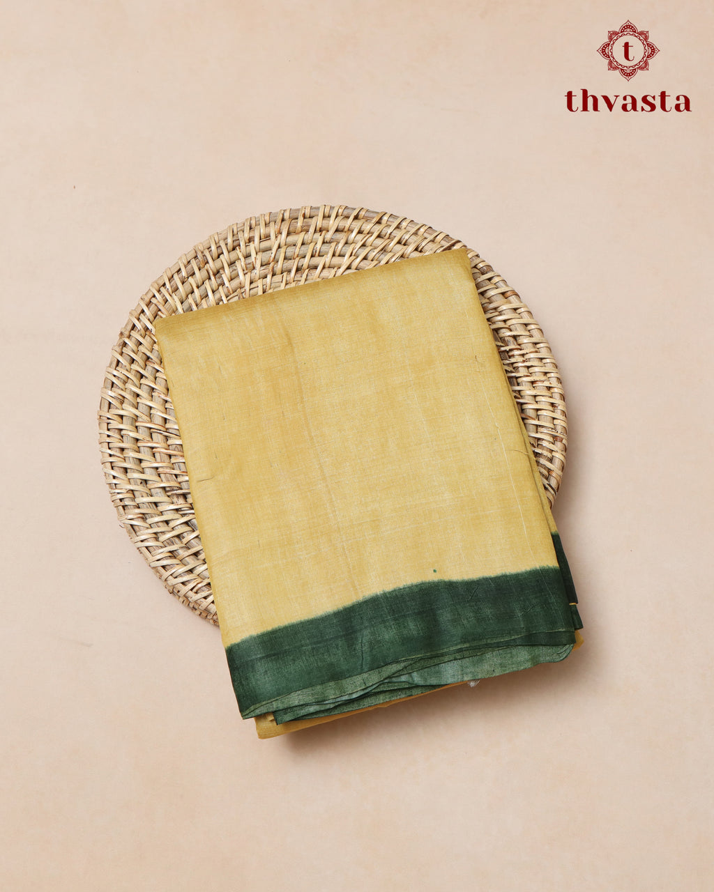 Hand Painted Kalamkari Tussar silk - Yellow