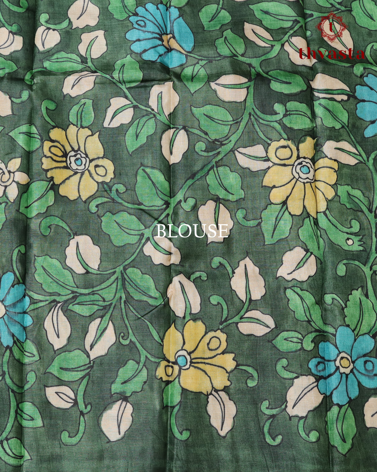 Hand Painted Kalamkari Tussar silk - Yellow