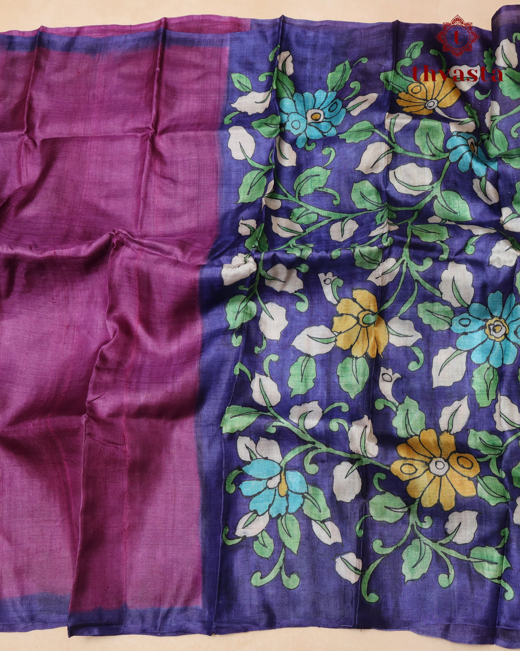 Hand Painted Kalamkari Tussar - Violet